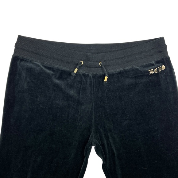 BCBG Maxazria Women Large Velour Track Pants Black with Gold Rhinestone - Picture 3 of 8